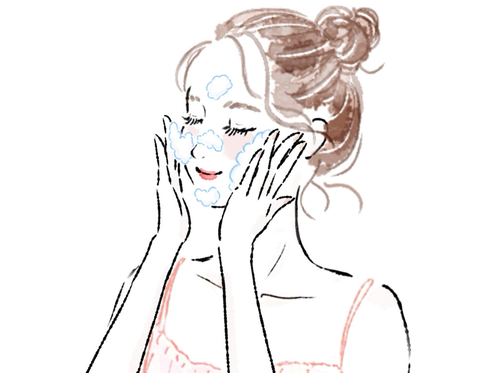 洗顔中の女性